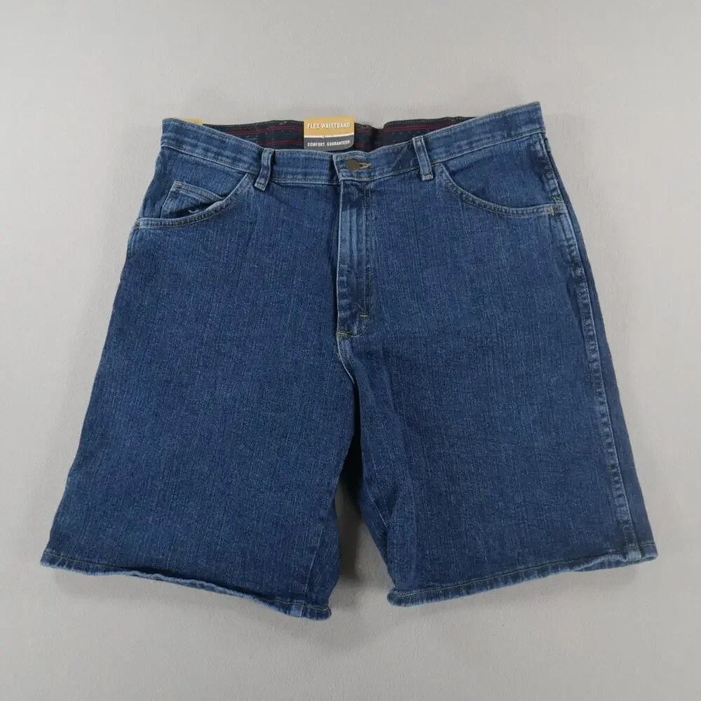 NWT Wrangler Blue Jorts Mens Size 36 Flex Waist Jeans Shorts Workwear